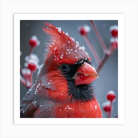 Cardinal In The Snow 1 Art Print