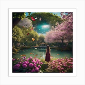 Girl In A Garden 8 Art Print