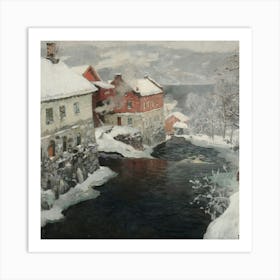 Winter Scene In Norway Art Print