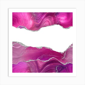 Magenta & Silver Agate Texture 08 1 Art Print