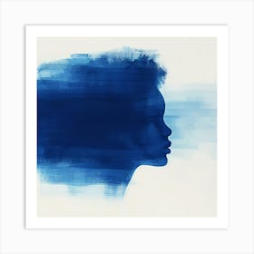 Silhouette Of A Woman With Blue Hair Art Print