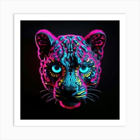 Neon Leopard Head 3 Poster