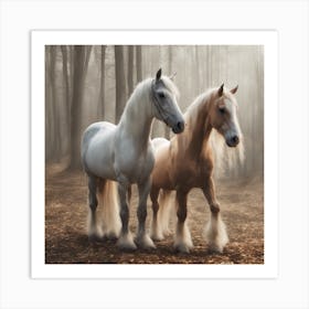 Horses In The Forest Art Print