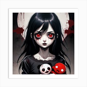 Vampire Girl With Teddy Bears Art Print