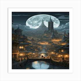 Moonlit City Art Print