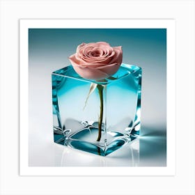 Rose In A Cube Art Print