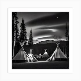 Teepees At Night 21 Art Print