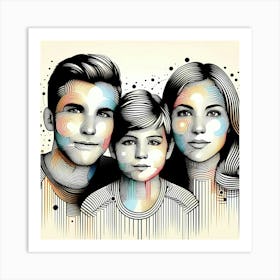 Young Family - Abstract Line Art Illustration 261 Art Print