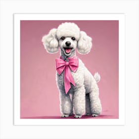 Poodle With Pink Bow Art Print