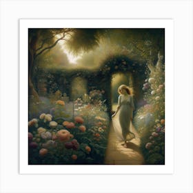 Girl In A Garden 1 Art Print