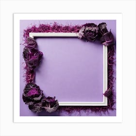 Purple Flower Frame On Purple Background Art Print