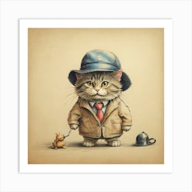 Cat In A Suit 26 Art Print