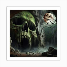 Halloween Skull In Cave Art Print