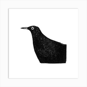 Blackbird Linocut Square Art Print