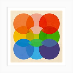Bold Bauhaus Colourful Dots Art Print