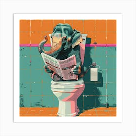 Elephant Reading Newspaper Art Print