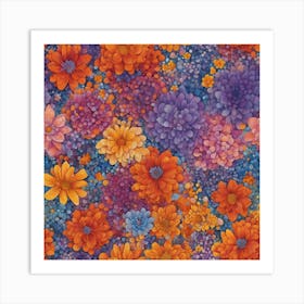 Orange Dahlias Art Print