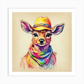 Deer In A Hat 9 Art Print