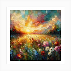 Sunset In The Meadow 2 Art Print