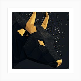 Golden Black Bull Zodiac Art Print