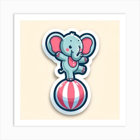 Elephant On A Ball 3 Art Print