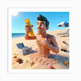 Man On The Beach Art Print