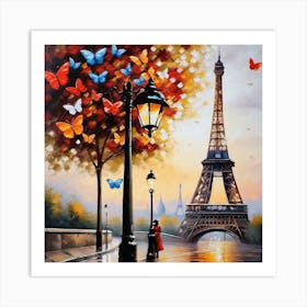 Paris With Butterflies 50 Art Print