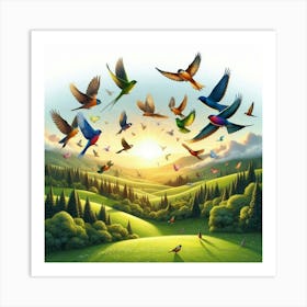 Birds In The Sky Art Print