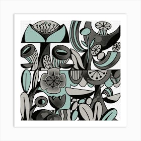 Black And White flower blooming Art Print