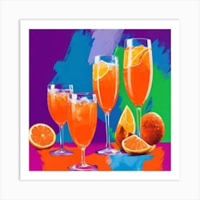 Aperol Spritz Fauvist Painting Art Print Orange Juice Art Print