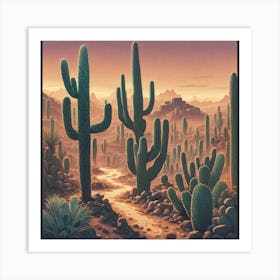 Mexican Theme Vector With Cactus Haze Ultra Detailed Film Photography Light Leaks Larry Bud Mel (3) Art Print