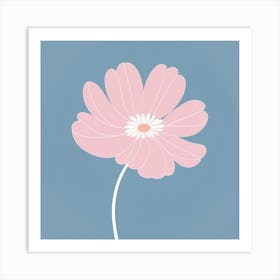 A White And Pink Flower In Minimalist Style Square Composition 45 Art Print