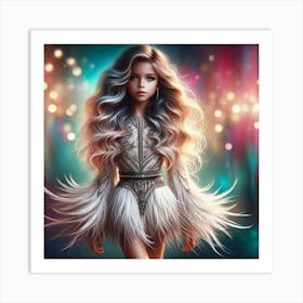 Beautiful Girl With Long Hair 2 Art Print