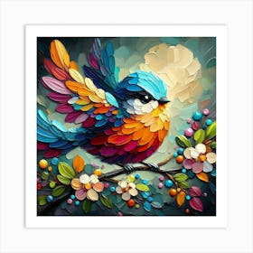 Vibrant Colorful Bird Wall Art: Stunning Avian Painting for Home Decor Art Print