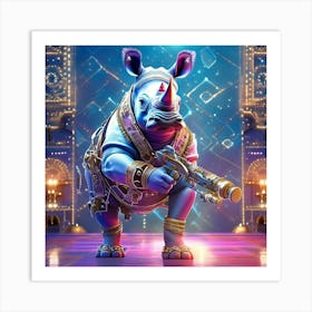 Bodyguard Rhino Steampunk Fashion 1 Art Print