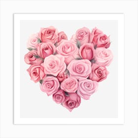 Pink Roses Heart 11 Art Print