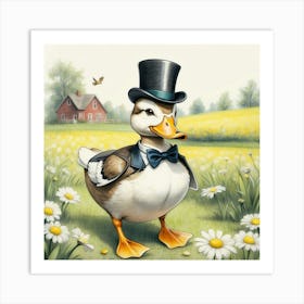 Duck In Top Hat 3 Art Print