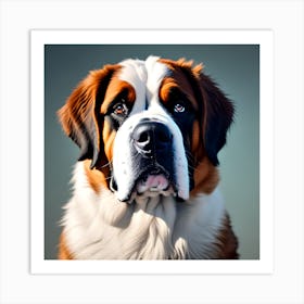 Studio head and shoulders portrait of a cute St Bernard dog Art Print