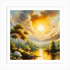 Sunset By The Lake 1 Art Print