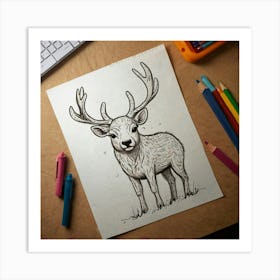 Deer Drawing 18 Art Print