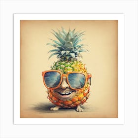 Pineapple In Sunglasses Art Print