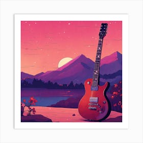 Electric Guitar Dreams Cozy Webpage Background Her (1) Art Print