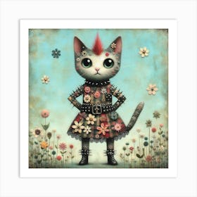 Cute punk cat 7 Art Print