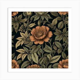 Peonies On A Black Background Art Print