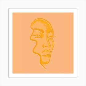 Orange Femme Portrait Square Art Print
