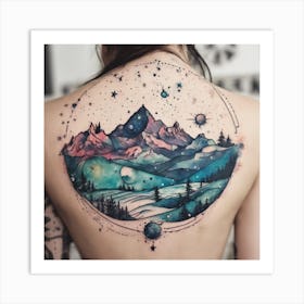 Mountains And Stars Tattoo Art Print