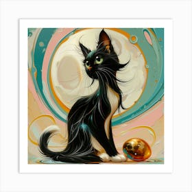 Cat In The Moonlight Art Print