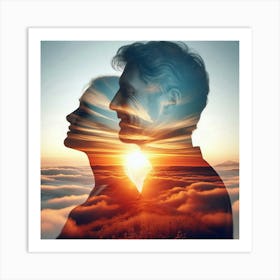 Man And Woman In The Clouds Art Print