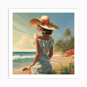 Pin-Up Beach Hat Day Art Print