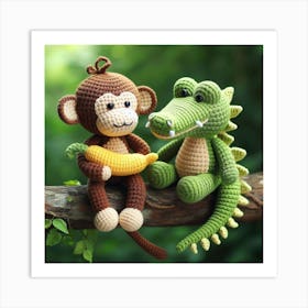 Amigurumi, crocodile and monkey 3 Art Print